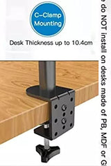 Laptop Desk Arm with Clamp and Grommet, Swivel and Tilt Function (Dual Arm with Monitor & Laptop)