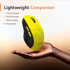 Acer Prism Dual Mode Wireless Mouse I 2.4G + Bluetooth I Silent Click I 3200 DPI (800-1200-2400-3200) I Rechargeable 500mAh I RGB LED I 6 Buttons I Lightweight 87g I Ergonomic Design for Laptop PC Mac