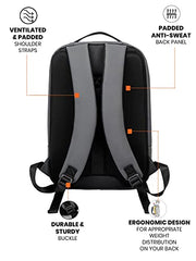 FUR JADEN Structured Smart Tech Backpack I 15.6 Inch Laptop Compartment with In-Built Tablet Sleeve I USB-C and USB-A Charging Port I Anti-Theft Pocket I Ventilated, Padded & Ergonomic (ClarkKent)