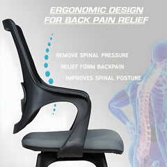 MRC Mono Ergonomic Office Chair (Mid-Back) – Revolving Breathable Mesh Desk Chair for Work from Home & Study–Lumbar Support & Heavy Duty Nylon Base (Grey & White)