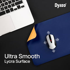 Dyazo Vegan PU Leather Mouse Pad for Remote Work/Office/Gaming, Large Desk Mat, Dual-Sided Anti-Slip, Water-Resistant Design (800 x 300mm, Navy Blue & Yellow)