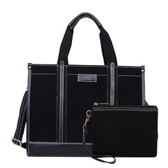 Womanix Canvas Laptop Tote Bag,14 inch Laptop Bag, Black Shoulder Bag, Casual Briefcase, Tote Bag For Women, Travel, Office, College