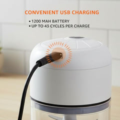 Amazon Basics Mini Electric Chopper | 250 ml | Rechargeable | One touch operation | Sharp Blades | 30 W | Food Grade Bowl | Sharp Blades For Mincing Garlic, Veggies, Onion, Nuts | Grey