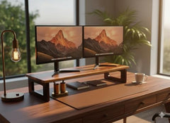 WELL KNOWN 72Cm Long Wooden Computer Monitor Stand, Monitor Riser Desk Shelf Desktop Stand TV Laptop Riser (72cm Long, Single Shelf) (d)