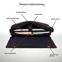 WildHorn Genuine Leather Laptop Messenger Bag for Men | Stylish Office Bag with a Padded Laptop Compartment & Adjustable Strap | Designed to Fit Laptops up to 14 Inches | Backed by a 1-Year Warranty