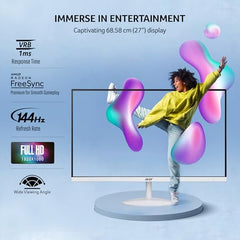 Acer SA272 P1 27 Inch Full HD IPS Ultra Slim (7.2mm Thick) Backlit LED Monitor I Zero Frame I 144Hz Refresh I 1 MS VRB I AMD FreeSync I 1xHDMI 1xVGA I Speakers I Eye Care I Eco Display