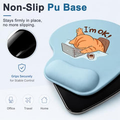 ZORBES® Mouse Pad with Wrist Support, Funny Cat Ergonomic Mouse Pad | I'm Fine Motivational Memo Design, Soft Gel Rest, Non-Slip Mouse Mat for Office Home