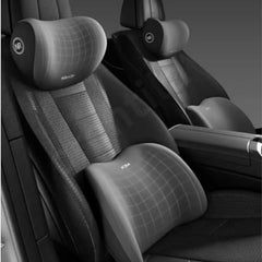 CRENTILA Car Neck and Back Cushion Memory Foam Lumbar Support Pillow for Office Chair and Car Seat, Comfortable Ergonomic Design for Neck and Back Rest, Black