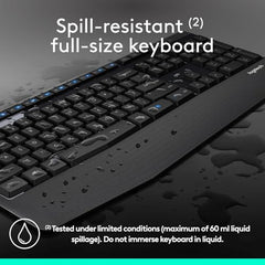 Logitech MK345 Wireless Combo Full-Sized Keyboard with Palm Rest and Comfortable Right-Handed Mouse, 2.4 GHz Wireless USB Receiver, Compatible with PC, Laptop - Black