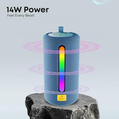 pTron Fusion Buzz 14W Bluetooth Speaker with Pristine Sound, 8hrs Playback, Rhythmic RGB LEDs, Multi-Play Modes BT5.3/TF Card/USB, TWS Feature, Integrated Button Controls, Type-C Charging (Blue)
