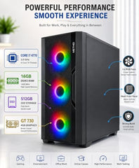 METHEI Gaming Desktop Computer, (Core i7-3770 3.4 GHz // 16 GB DDR3 RAM // 512 GB SSD // GT 730 4 GB Graphics // RGB Cabinet // Windows 11 // Ms Office 21)
