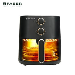 Faber 6L 1500W Digital Air Fryer | Fry, Bake, Roast, Toast, Defrost, Grill & Reheat | 85% Less Oil, 360° Air Cooking|8-Preset Menu,LED Display&Touch Control, Non-Stick Pan,View Window|FAF 6.0L NEO BK