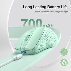 TECKNET Wireless Mouse, BT 5.0/2.4G, Rechargeable 6-DPI Silent, Grey
