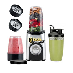 iBELL 600W Nutri Blender Mixer Grinder & Juicer with 3 Multipurpose Jars, 2 Year Warranty, High-Speed Motor, 3 Speed Modes for Smoothies, Shakes (Silver)