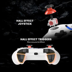 Cosmic Byte ARES Wireless Controller for PC, Hall Effect Joystick & Triggers, Dual Vibration, Backit ABXY Buttons, Turbo, Auto Turbo (White)