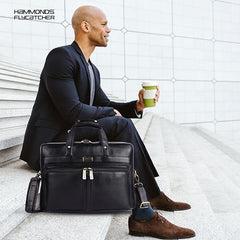 Hammonds Flycatcher Genuine Leather 15.6 Inch Laptop Office Bag for Men | 15.6” Padded Laptop Sleeve| 3 Zip Pockets| Detachable & Adjustable Strap| Pen,Wallet & Mobile Pocket |Durable|1 Year Warranty