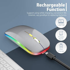 BUYFLUX LED Wireless Mouse, Slim Silent Mouse 2.4G Portable Mobile Optical Office Mouse with USB & Type-c Receiver, 3 Adjustable DPI Levels for Notebook, PC, Laptop, Computer (Black)
