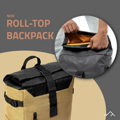TRIPOLE Tusker Roller Top Laptop Backpack for Daily Use and Travelling | Water-repellent fabric, Anti Theft Pockets and Expandable size (Khaki)