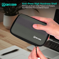 AirCase Hard Disk Cover Case for 2.5 Inch HDD SSD - Ballistic Nylon Rugged Shell, Anti-Press | Felt Lining, Water Resistant | Mesh Pocket for Cable, Charger, Earphone (Black)