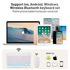 Bluetooth Keyboard and Mouse Combo Rechargeable Portable Wireless Keyboard Mouse Set for Apple iPad iPhone iOS 13 and Above Samsung Tablet Phone Smartphone Android Windows (Gradient White Purple)