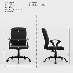 Green Soul Seoul X Office Chair, Mid Back Fabric Ergonomic Home Office Desk Chair with Comfortable & Spacious Seat, Rocking-tilt Mechanism & Heavy Duty Metal Base (Black)