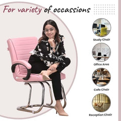 RATISON Special Director Principal Manager Office Visitor with arm Rest with Double Pipe Frame and Cushioned seat Back (2, Black, Double Pipe Frame)
