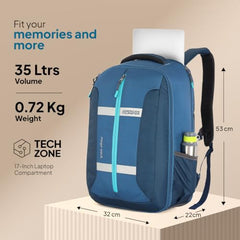 American Tourister Bowie The Outdoor Backpack In Teal - 35 Litre Capacity, 17" 5 Compartment Laptop Backpack Compartment, External Bottle Holder, And Shoe Compartment And, Green