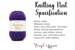 Craft Affair | Knitting Nest Acrylic Yarn (200 Meter, 100 Grams, 2mm) / Woolen Yarn/Acrylic Yarn for Knitting and Crocheting-Olive