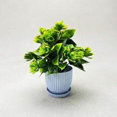 amazon basics Artificial Potted Plants, Artificial Plastic Eucalyptus Plants Small Indoor Potted Houseplants, Small Faux Plants for Home Decor Bathroom Office Farmhouse (Set of 8)