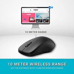 Rapoo 1620 2.4GHz Wireless Mouse, 10mtr Range, 1000 DPI, Black