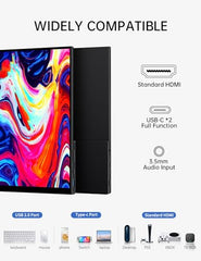 CAPERAVE 15.6'' Portable Monitor Touchscreen, FHD IPS Touch Screen with Tempered Glass, Travel Monitor with Kickstand & Speaker, HDMI USB C External Monitors for Laptop Phone Computer Xbox Switch