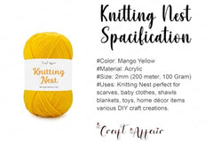Craft Affair | Knitting Nest Acrylic Yarn (200 Meter, 100 Grams, 2mm) / Woolen Yarn/Acrylic Yarn for Knitting and Crocheting-Olive