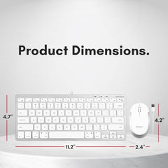 Macally USB Wired Keyboard and Mouse Combo for Mac and PC - Save Space with a Compact Small Mac Keyboard and Mouse for MacBook Pro/Air, iMac, Mac Mini/Pro - Compatible Apple Keyboard and Mouse