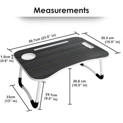 MollisHomes Laptop Table with Dock Stand Wood Smart Standard Multi-Purpose Solid/Study Table/Bed Table/Foldable and Portable/Ergonomic & Rounded Edges/Non-Slip Legs/Engineered (Blue)