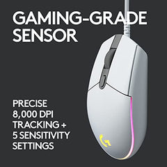 Logitech G102 Light Sync Gaming Mouse with Customizable RGB Lighting, 6 Programmable Buttons, Gaming Grade Sensor, 8K DPI Tracking,16.8mn Color, Light Weight - Black