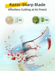 UN1QUE 350ML Rechargeable Mini Electric Chopper for Kicthen Use | One-Touch Operation | 304 Stainless Steel Blades | Chopper Electric for Chop, Mince, Puree, Whisk, Grind