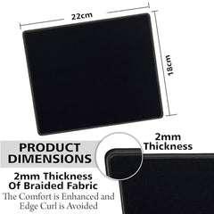 Storite 5 Pack 220x180x2mm Speed Type Gaming Mousepad, Black