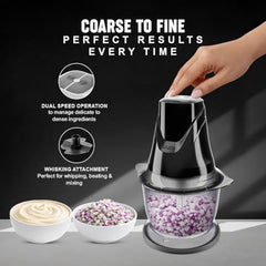 Sujata Chopcraft Electric Chopper 900ml, Vegetable Chopper for Kitchen | Dual Speed | 3200 RPM High Speed Motor | Stainless Steel Blades | Chop, Mince, Whip & Blend | Black