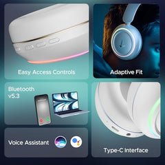 boAt Rockerz 480, RGB LEDs,6 Light Modes, 40mm Drivers,Beast Mode, 60H Battery, ENx Tech, App Support, Bluetooth Headphones, Wireless Over Ear Headphone with Mic (Black Sabre)