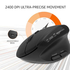 amazon basics Pro Series 650 mAh Wireless Rechargeable Ergonomic Mouse for PC, Mac, Laptop | 3 Adjustable DPI Settings Up to 1600 | Shortcut Buttons | Tri-Mode connectivity (Black)