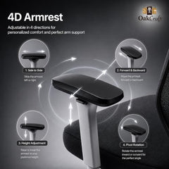 Oakcraft Hurricane Premium Ergonomic Office Chair | Dynamic 2D Lumbar Support | High-Back Executive Chair for Office, Home & Workstation