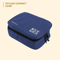 Amazon Basics Travel Organiser for Electronic Accessories, Flexible Padded Dividers, Waterproof, Foam Padding, for Cables, Chargers, Hard Disk, Power Bank (Blue)