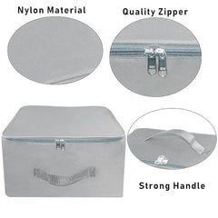 Storite 2 Pack Nylon Wardrobe Bag Underbed Cloth Storage Organizer | Moisture Proof Storage Bag, Storage box for Clothes Saree Bags, Zippered Closure & Handle - Magenta,37x34x23 cm