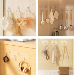 Shivstor 15 Pack Self Adhesive WallHook Heavy DutyHook for Hanging Without Drilling Transparent Nail Free StickyHook Strong Wall Hanger Set of 15 FlowerHook for Kitchen Bathroom Home Storage
