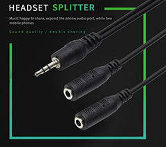 Storite 3.5mm Jack 1 Male to 2 Female Stereo Headphone Y Splitter Black