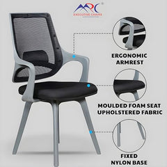 MRC Mono Ergonomic Office Chair (Mid-Back) – Revolving Breathable Mesh Desk Chair for Work from Home & Study–Lumbar Support & Heavy Duty Nylon Base (Grey & White)