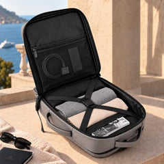Wesley Luxur 45 Ltrs Overnighter Expandable Travel Laptop Backpack, Flight Cabin Approved Carry On with 16 inch Laptop Compartment, Anti Theft feature business/Travel/Weekender/college Charcoal Black