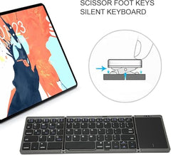 atdaraz B089T Foldable Keyboard, Folding Portable Wireless Keyboard with Touchpad, 64 Keys USB C Computer Keyboard for Laptop Tablet (Black)