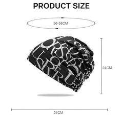 MOMISY Women Unisex Winter Beanie Hat & Neck Warmer | Knitted Multifunctional Scarf Cap with Letter Print | Warm Pullover Hat (in, Alpha, Free Size, AlphabetBlack)