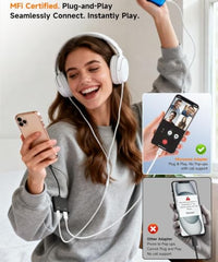 TQZEK 2in1 Light_ing 8pin to 3.5mm Adapter MFi Certified 20W Fast Charge & Hi-Fi Sound for Earphone Car Home Stereo AUX Audio Dongle for iPhone 14/13/12/11/XR/XS/X/8/7/6 Series iPad and iPod